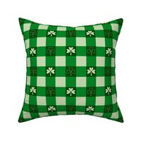 Vintage St Patrick’s Gingham - small - green clover, green plaid, three leaf clovers