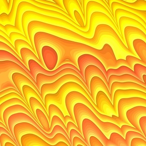 Funky Monochrome Orange  Wavy Pattern