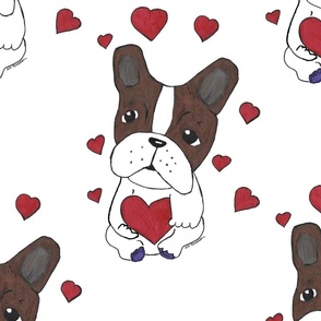 Boston Terrier Dog with Hearts