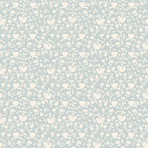 soft blue ivory painterly florals cottage core terriconraddesigns ditsy floral