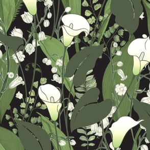 lilies of the valley and calla lily wallpaper