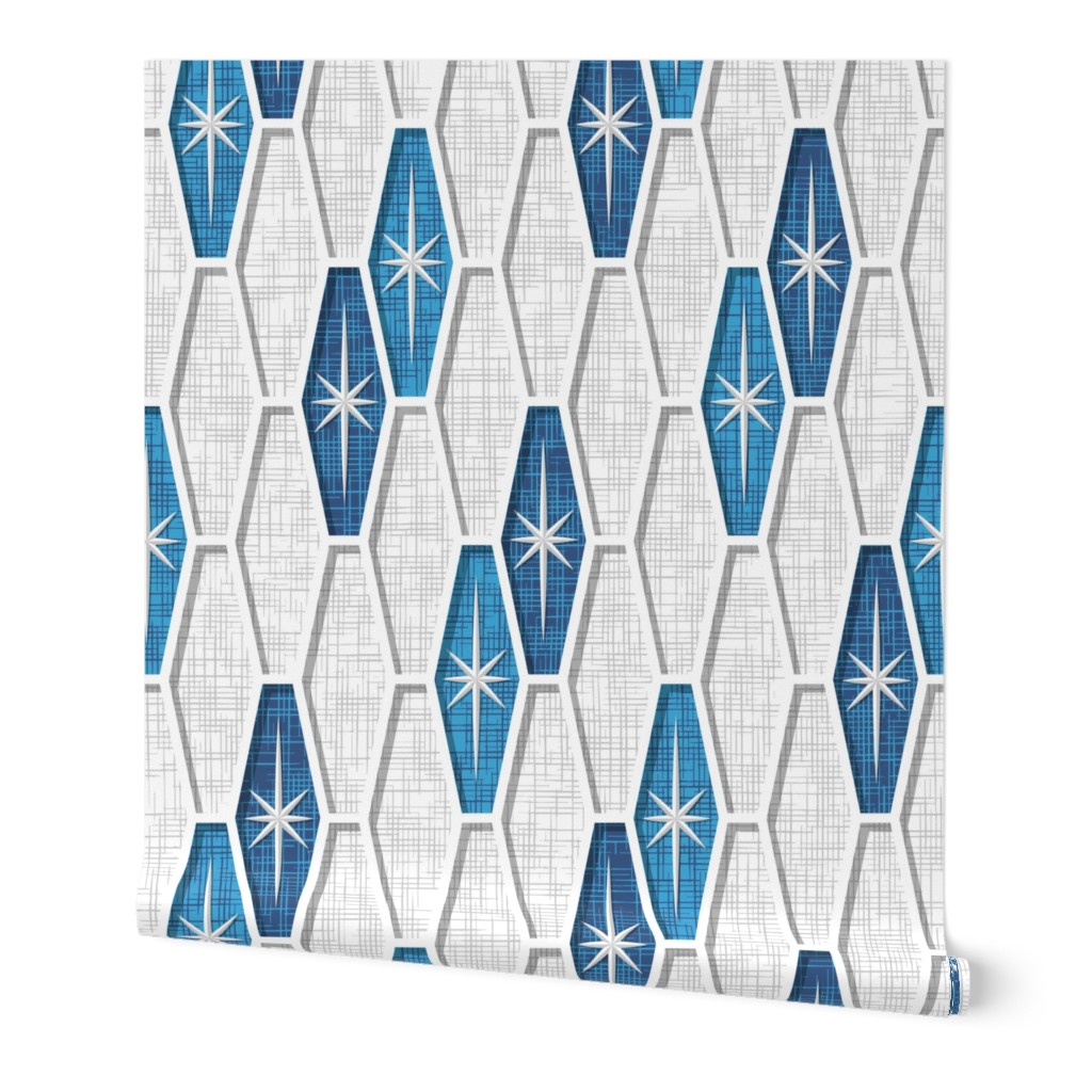 Palm Springs Starburst Hexagons - Blue