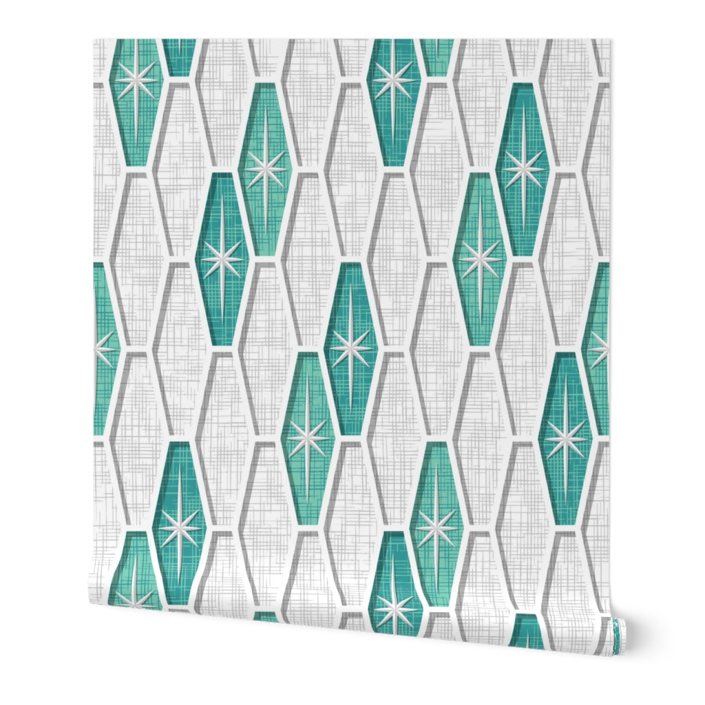 Palm Springs Starburst Hexagons - Teal