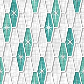 Palm Springs Starburst Hexagons - Teal