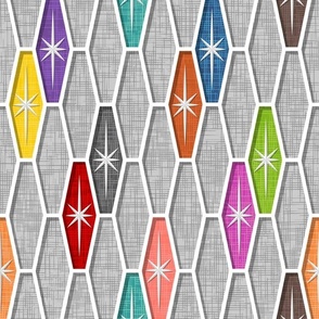 Palm Springs Starburst Hexagons - Colorful Gray