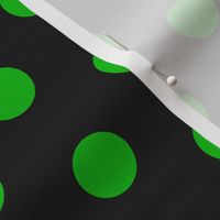 black linen with green linen polka dots