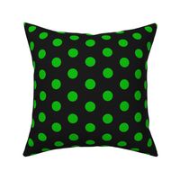 black linen with green linen polka dots