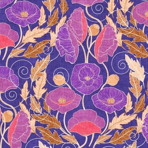 Ornamental Poppy Art Nouveau - very peri purple