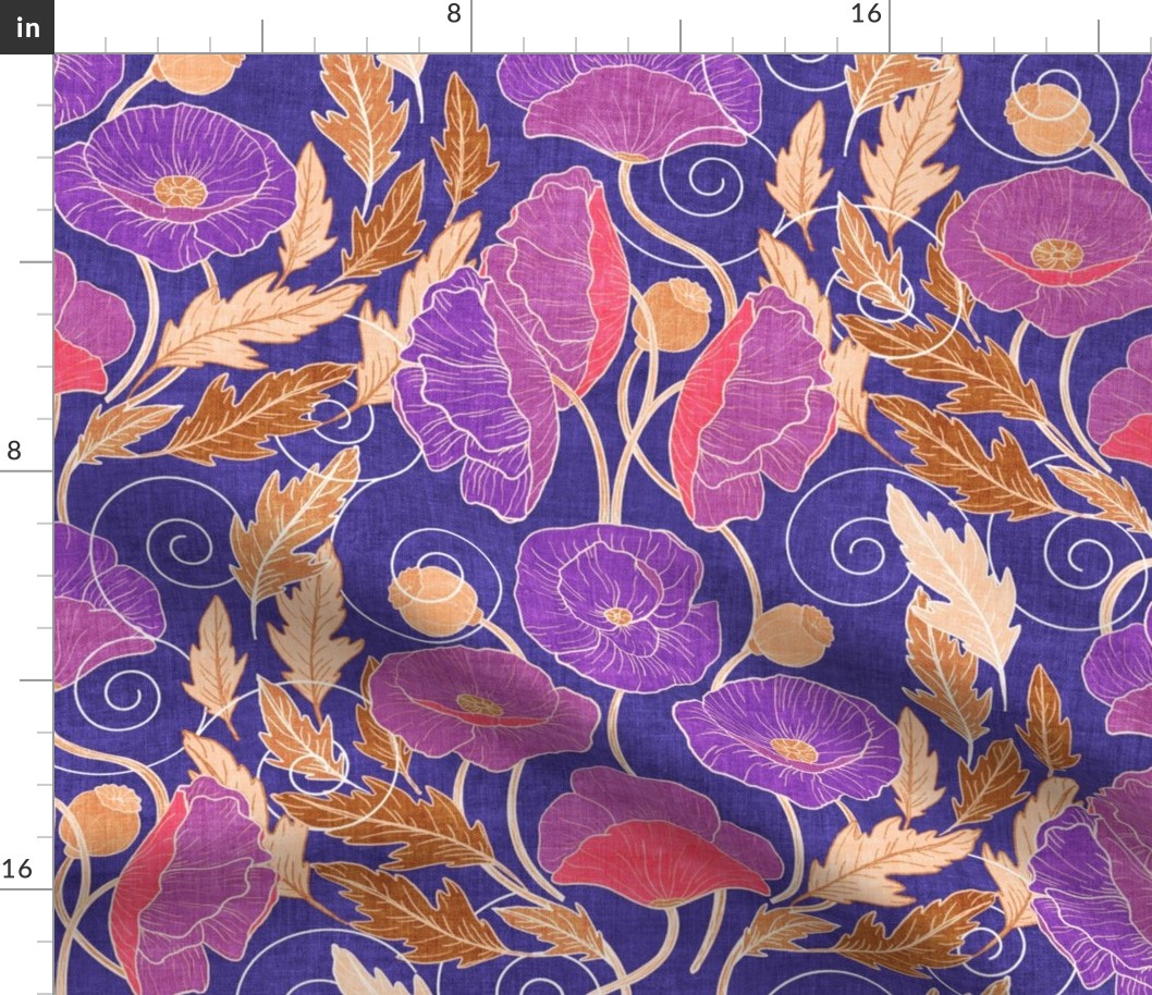 Ornamental Poppy Art Nouveau - very peri purple