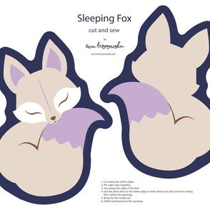 Cut and sew your own Sleeping Fox - Lavender Navy
