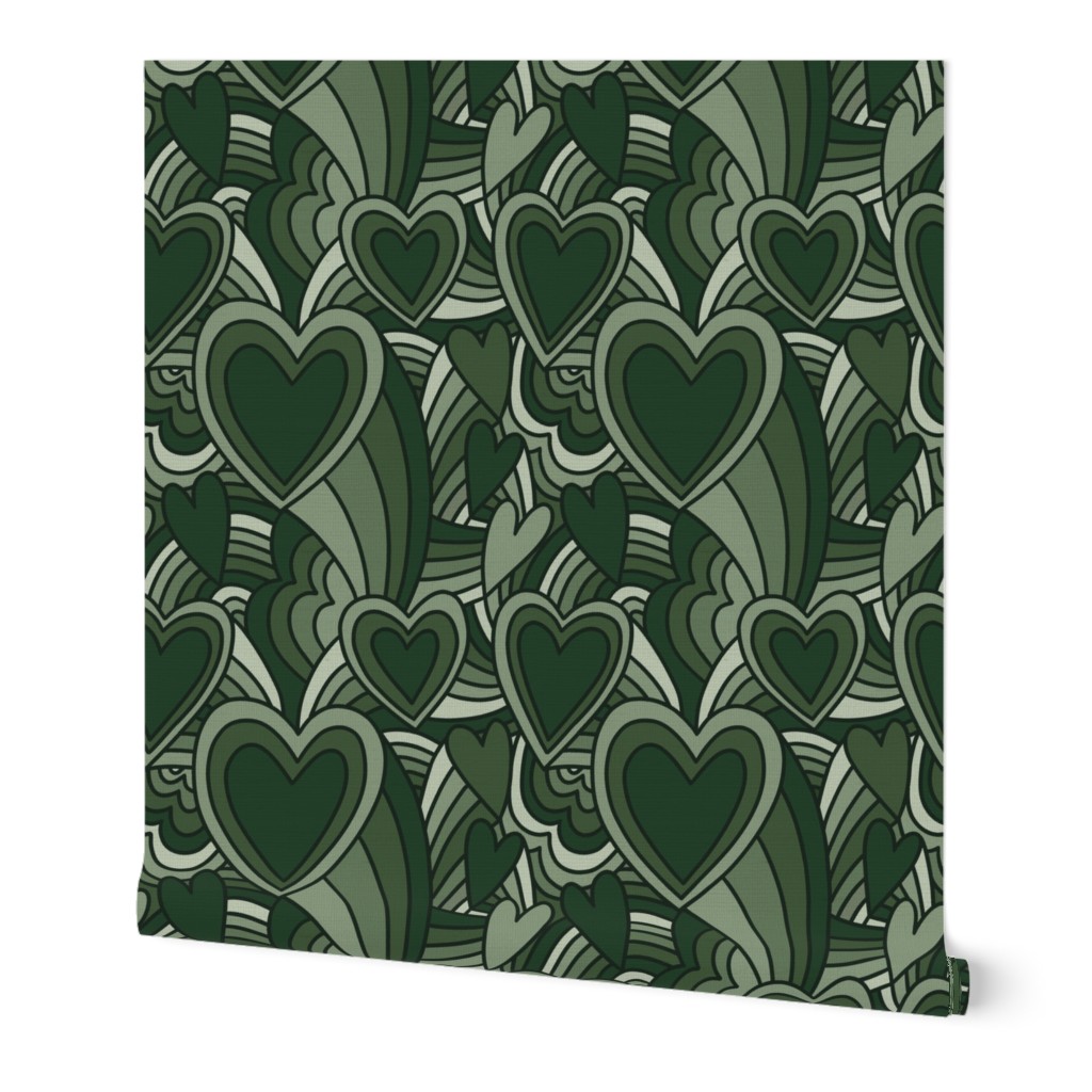 Vintage 1970s Psychedelic Valentine - Emerald Green
