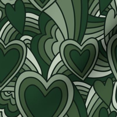 Vintage 1970s Psychedelic Valentine - Emerald Green