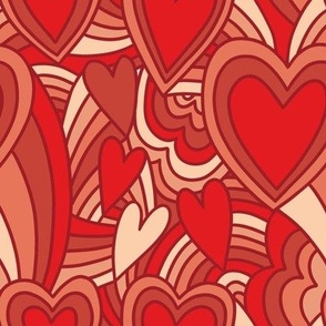 Vintage 1970s Psychedelic Valentine - Reds and Browns