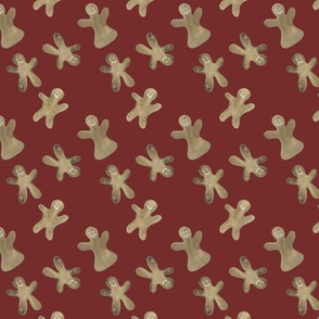 watercolor gingerbread red background, 