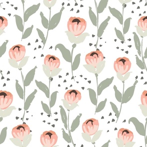 Rosie flower stems pattern // large scale