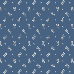 Dusty Blue Peach Aster Dainty, Lucille Price, Vintage Fabric, SMALL 
