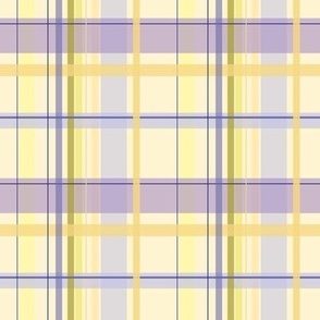 Very Peri Plaid in light yellow periwinkle mustard honey goldenrod