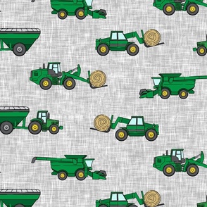 (jumbo scale) farming equipment - tractor farm - green on grey - C21