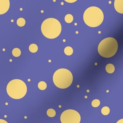 Very Peri yellow Snow Dots circles on purple