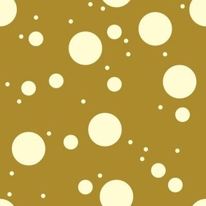 Very Peri  white Snow Dots circles on bright  mustard