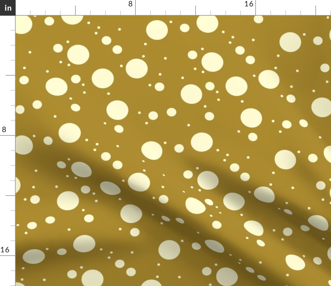 Very Peri  white Snow Dots circles on bright  mustard