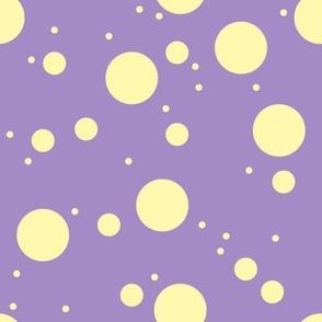 Very Peri yellow Snow Dots circles on purple