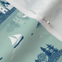 Maine Islands - light teal mint green - small scale