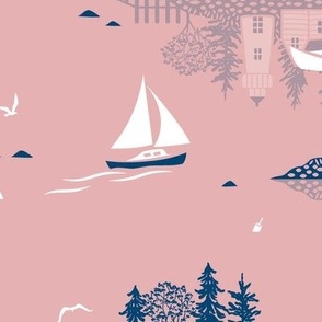 Maine Islands - muted pink - large scale