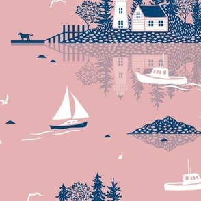 Maine Islands - muted pink - medium scale