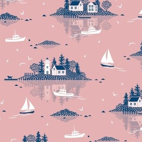 Maine Islands - muted pink - small scale