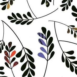 Simple Matisse-inspired Black Leaves on White