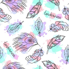 Pastel Neon Feathers Tenderness