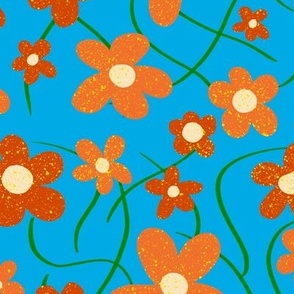 Retro 70s Floral, Orange