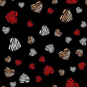 Tiger Striped Hearts, White, Gold, Red