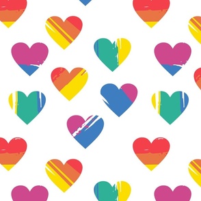Rainbow Hearts LGBTQIA+ Pride Painted