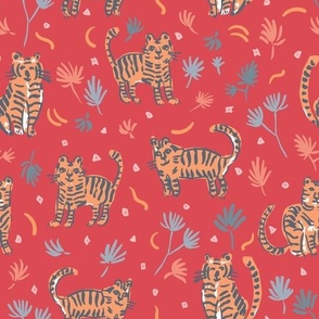 Doodle Tigers Red Multi