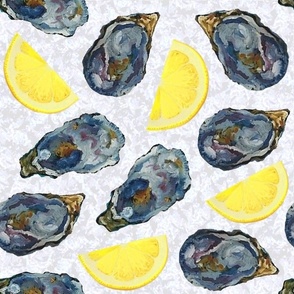 oysters and lemon wedges on ice