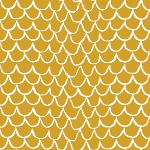 Sea Waves Scallop Pattern // Mustard 