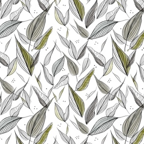 Lined Leaves - white background (large scale)12x12
