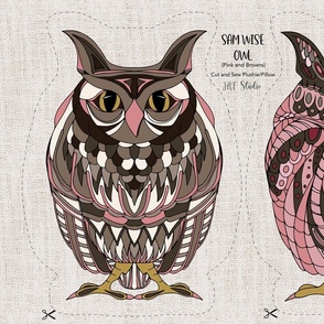 Sam Wise Owl -Cut and Sew - Pink and Brown