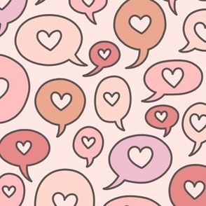 Speech Bubbles with Hearts in Muted Multicolor (Large Scale)