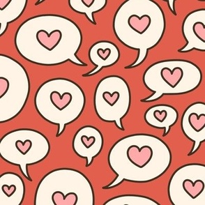 Speech Bubbles with Hearts with Pink Hearts on Red (Large Scale)