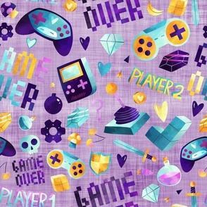 gamer pink purple linen