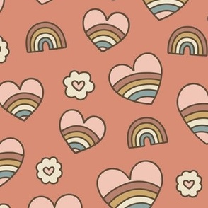 Rainbow Hearts in Muted Colors (Large Scale)