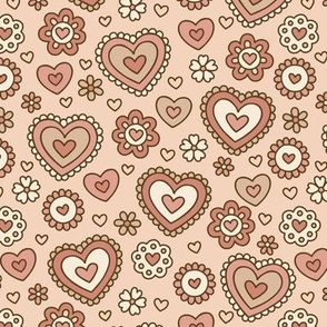 Doodle Hearts in Muted Color (Medium Scale)