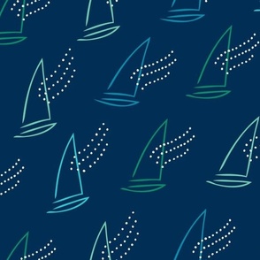 Penelope Sail Away with Me (Blue Green Navy) - Large 