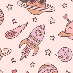 Valentine's Day in Outer Space in Muted Colors (Large Scale)