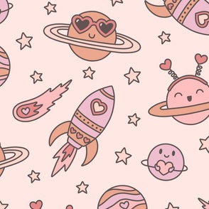 Valentine's Day in Outer Space in Muted Colors (Extra Large Scale)
