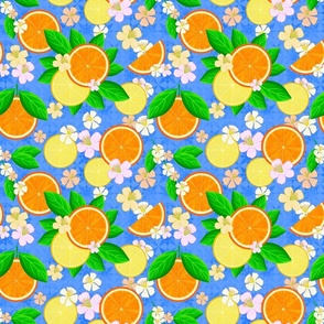 Oranges and Lemons on Bright Blue