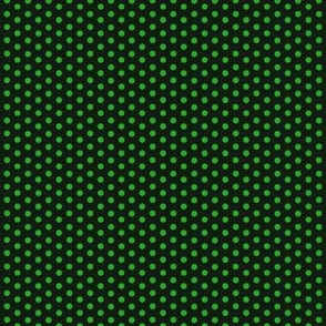 Black linen with petite green linen polka dots